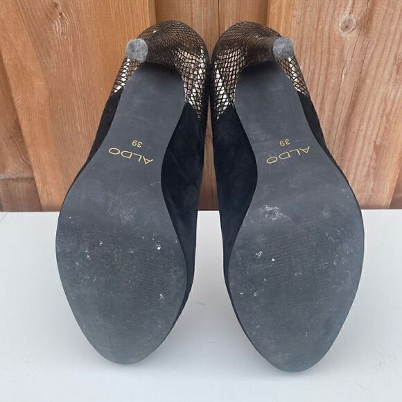 Aldo High Heels Black Silver Size 8.5 Stiletto Round Toe Sexy Pumps - Picture 10 of 12